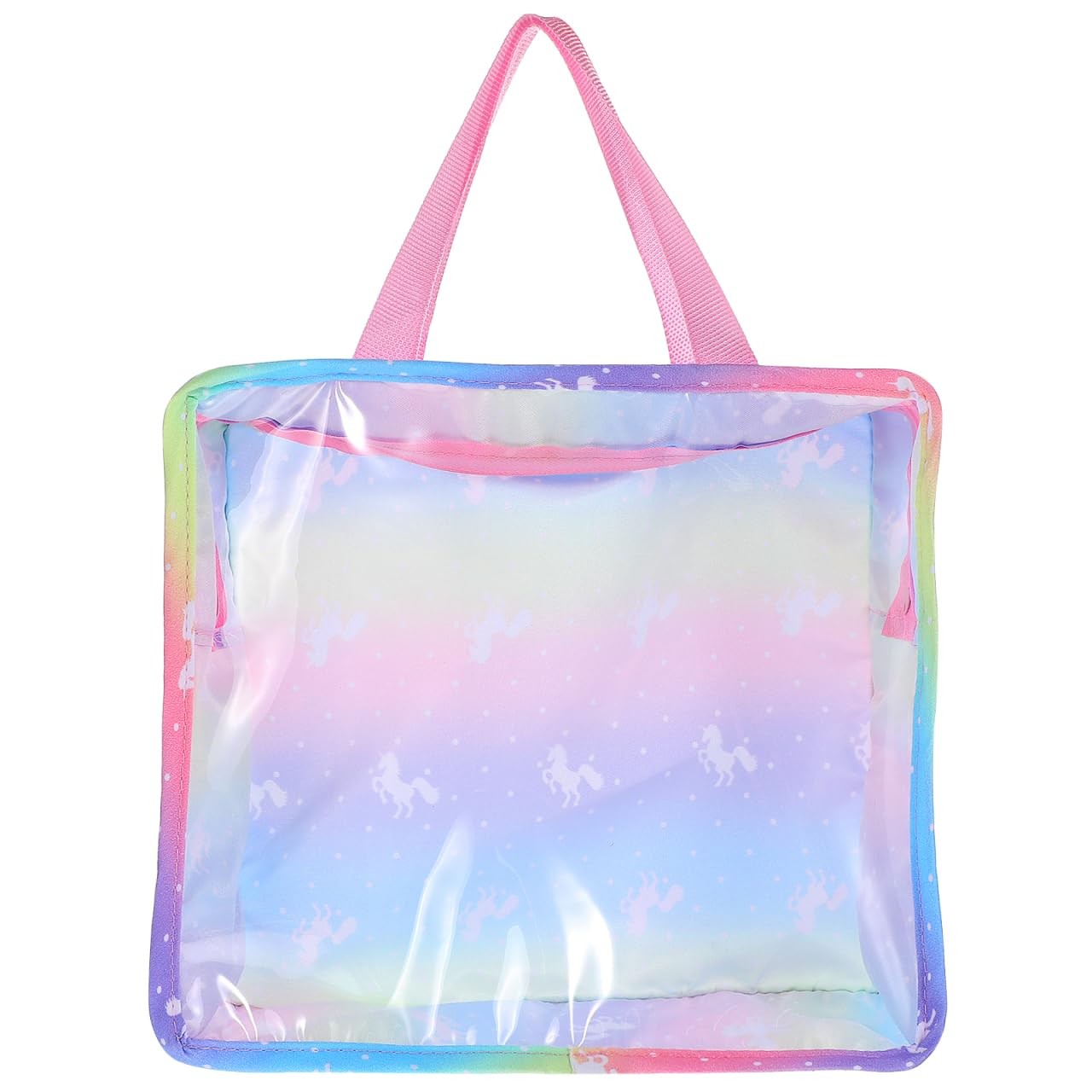 Doll Accessories Tote Bag Rainbow Transparent Travel Storage 9.64x8.66x3.14