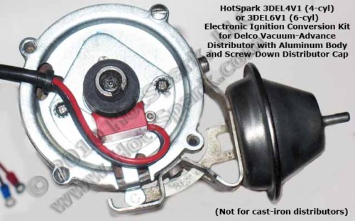 Electronic Ignition Conversion for 63-74 GM/Delco 6-cyl, Vac-Adv 1162A - 3DEL6V1