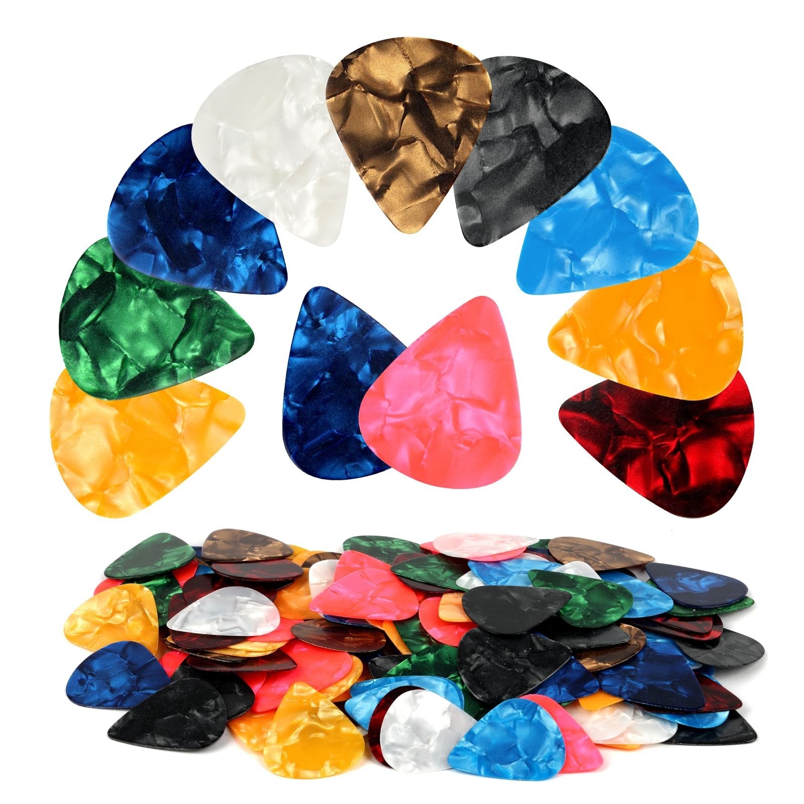 120 Pcs Celluloid Guitar Picks for Acoustic Electric Bass Guitars- 3 Sizes | ...