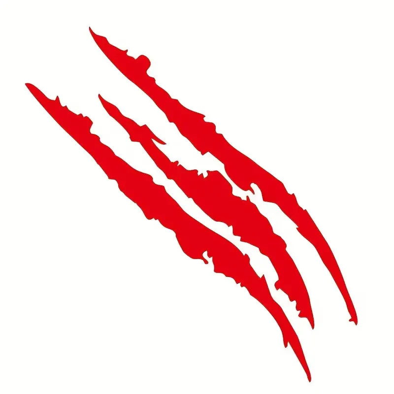 Monster Claw Reflective Scratch Stripe Vinyl Decal Waterproof PVC, RED LARGE