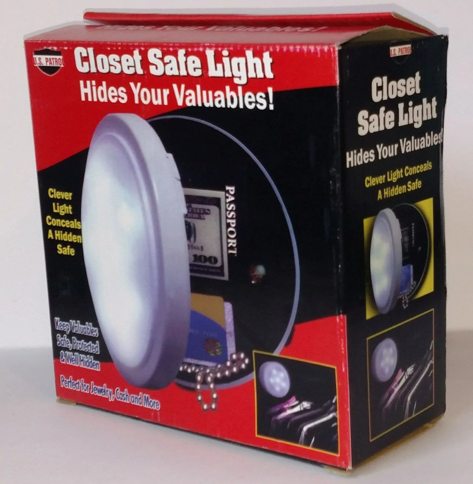 Wireless Closet Light with Concealed Safe 8" Diameter  JB5321  Brand New