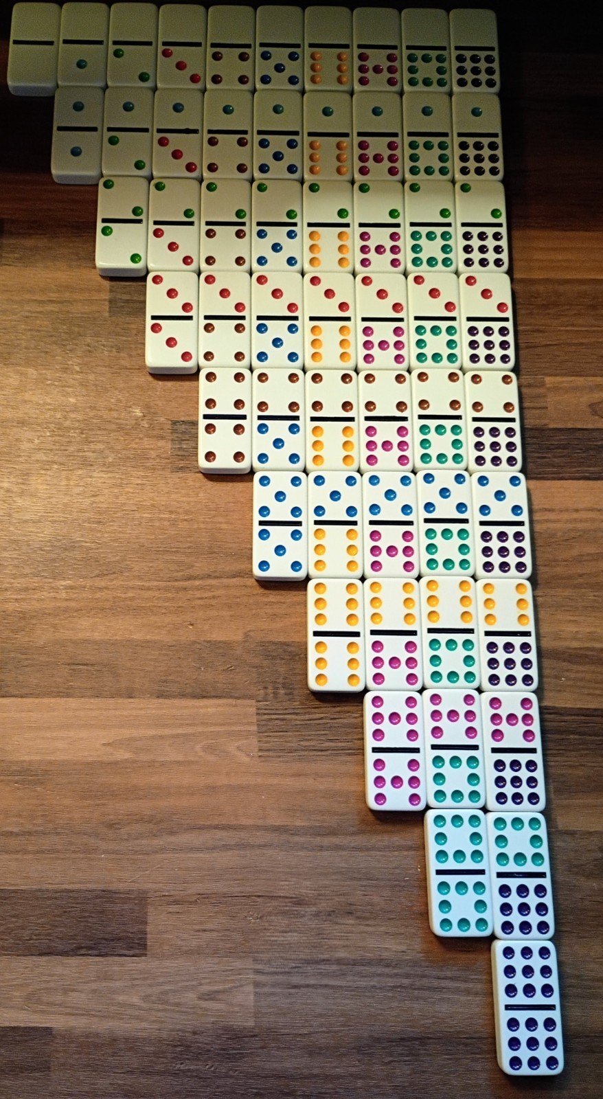 VTG Dominoes Double 9 - 1 x 2"x1/4" Colored Dot Thick Replacement Domino Pieces