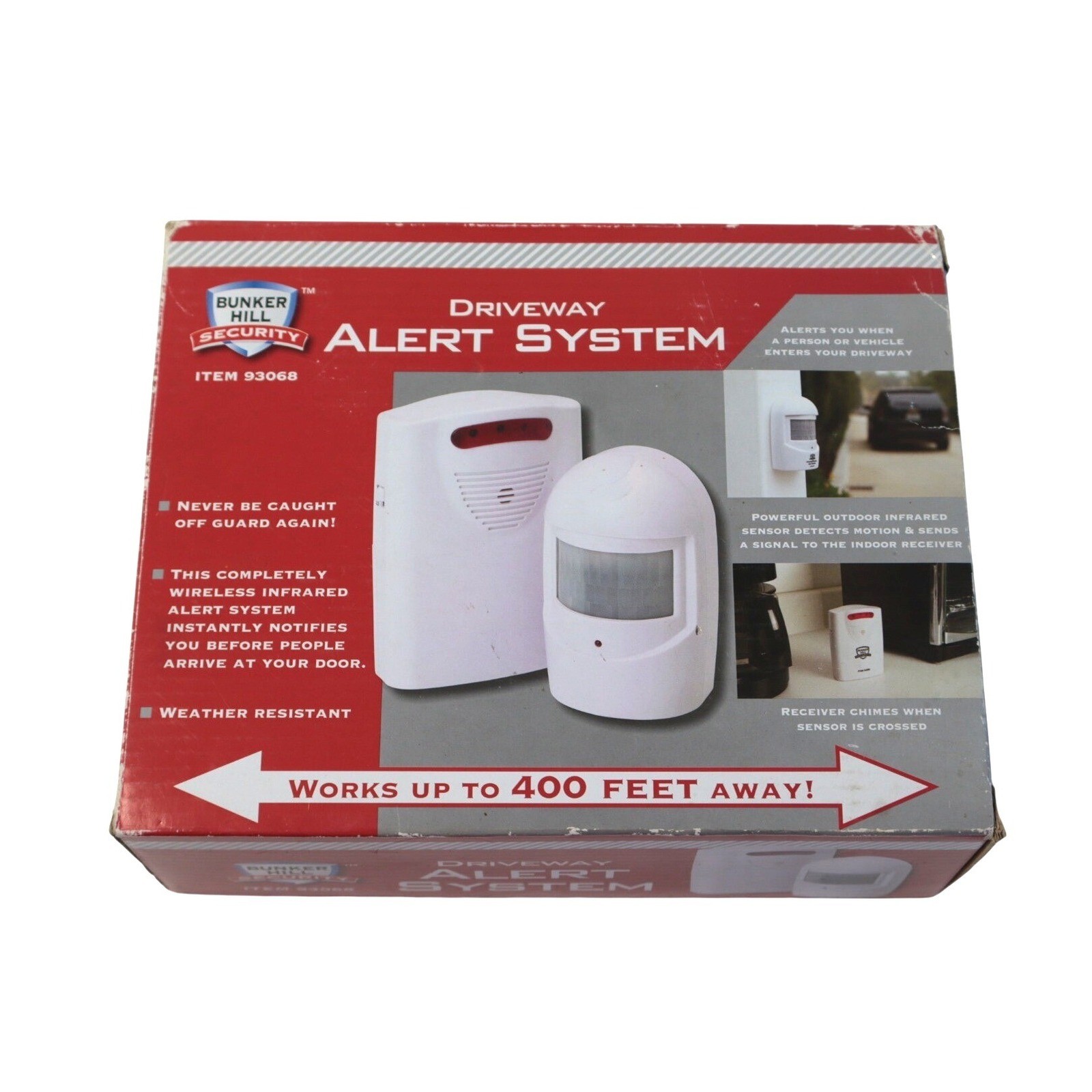 Bunker Hill Security Wireless Driveway Alert System 93068 Motion Sensor 400ft
