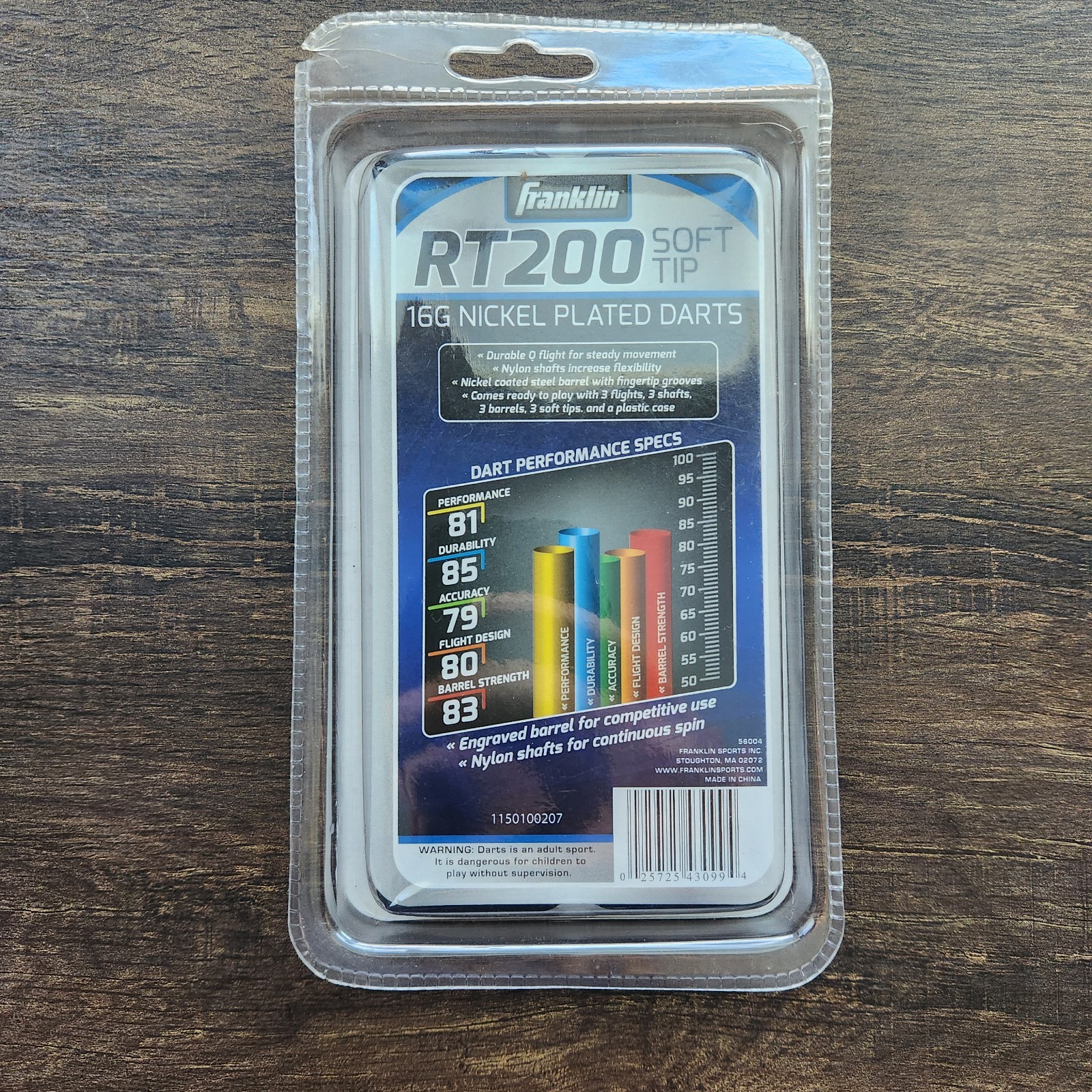NEW - Unopened FRANKLIN RT200 SOFT TIP G NICKEL-PLATED DARTS
