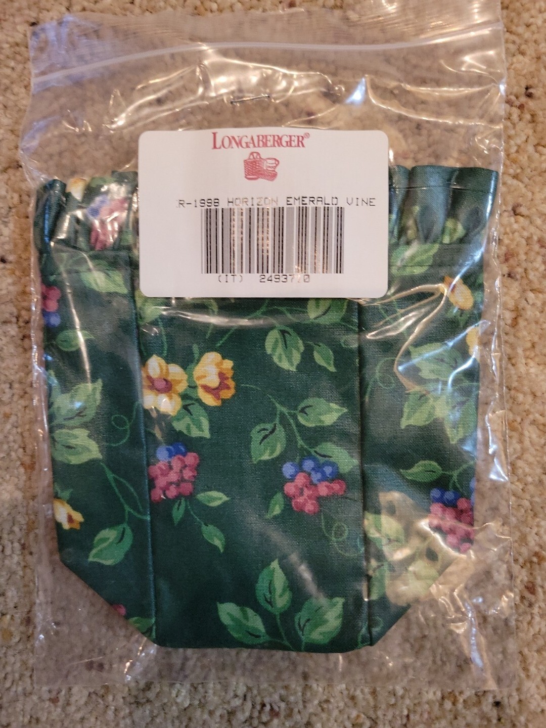 Longaberger 1998 Horizon of Hope Basket Fabric Liner Emerald Vine # 2493710 NEW!