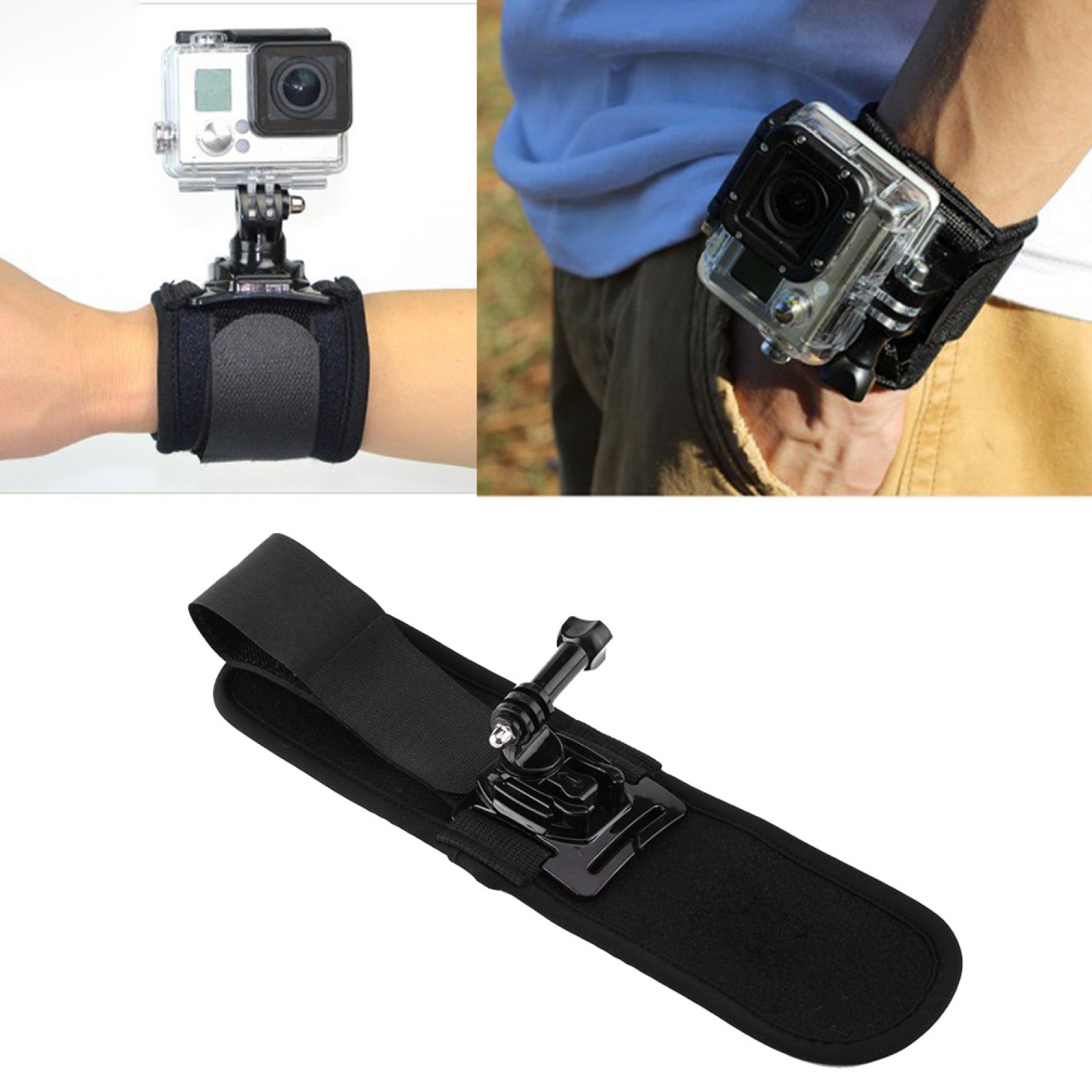 360° Rotatable Wrist Strap Hand Belt For GoPro Hero 6 5 4 3+ Mountain Cycling