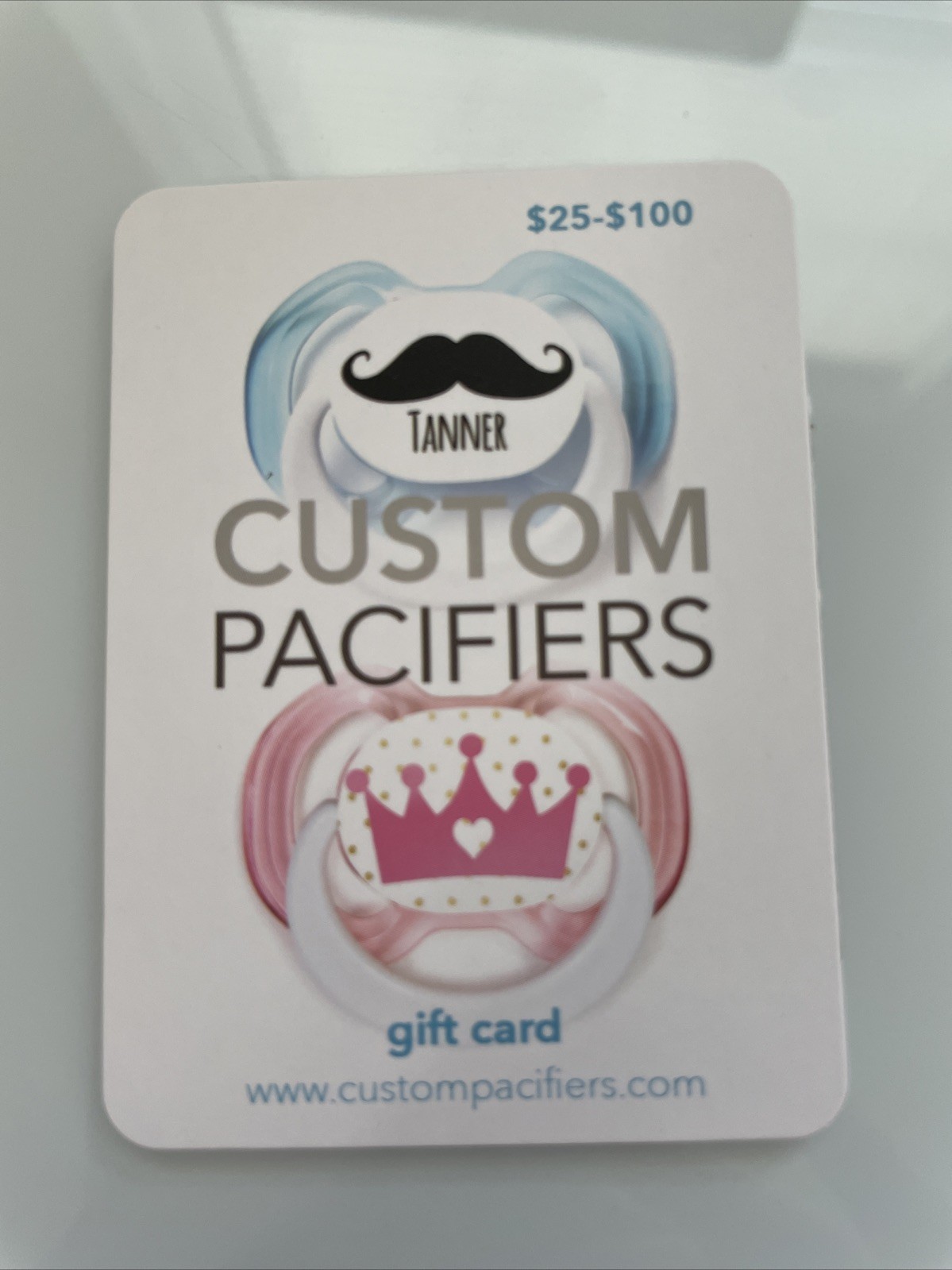 Custom Pacifiers Baby Shower Physical Gift Card $30