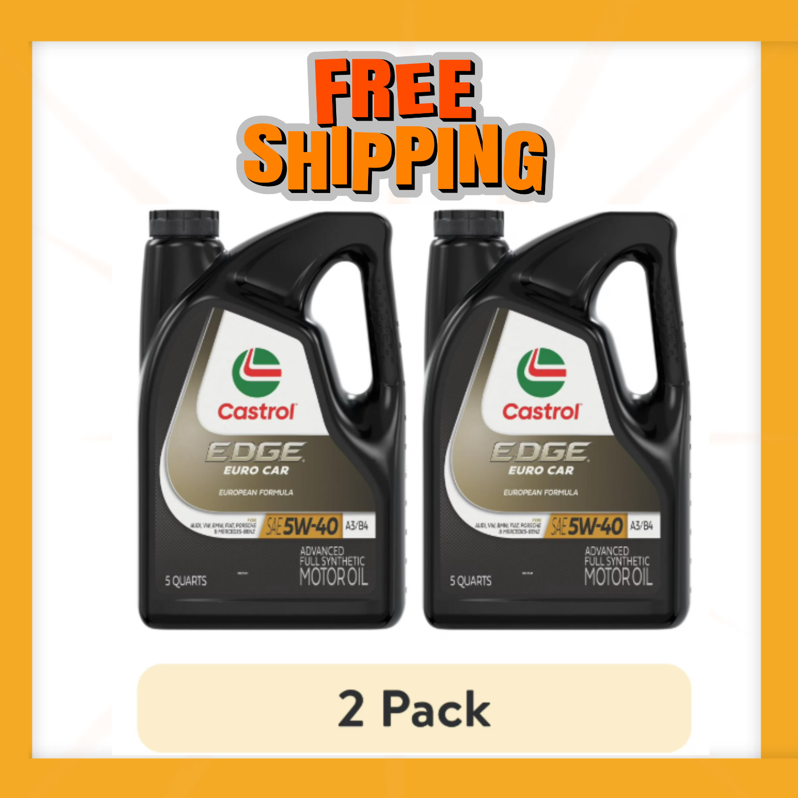 5W-40 Full Synthetic Motor Oil High Performance Engine Lubricant 5QT (2 Pack)