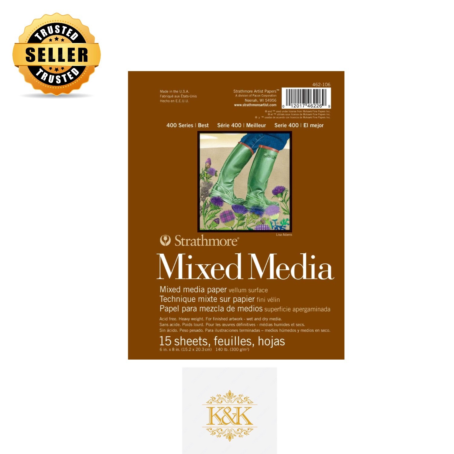 Artist-Grade 400 Series Mixed Media Pad, 15 Sheets, 6x8 Inches for All Media