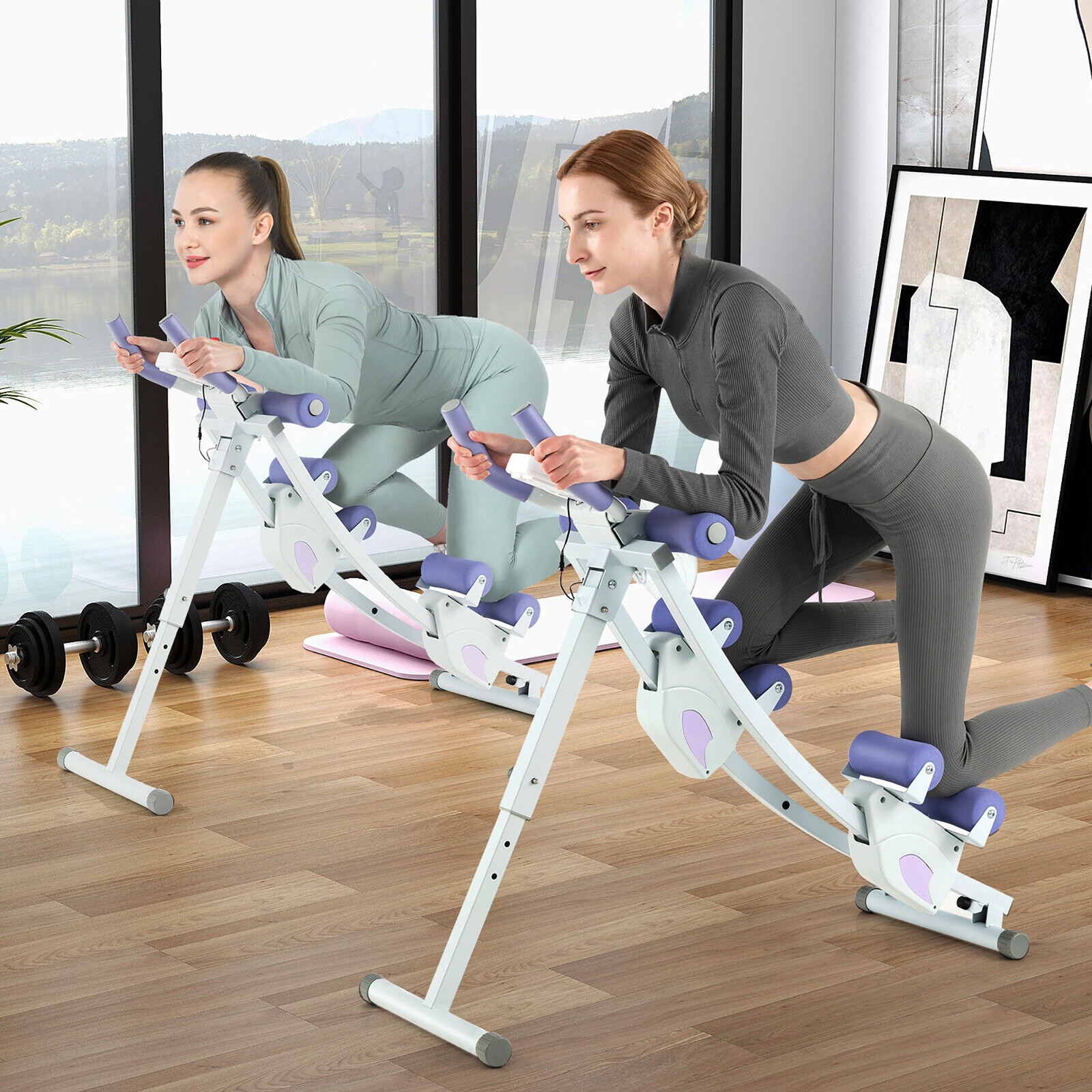 Ab Machine Foldable Core & Abdominal Workout Trainer Cruncher Adjustable Heights