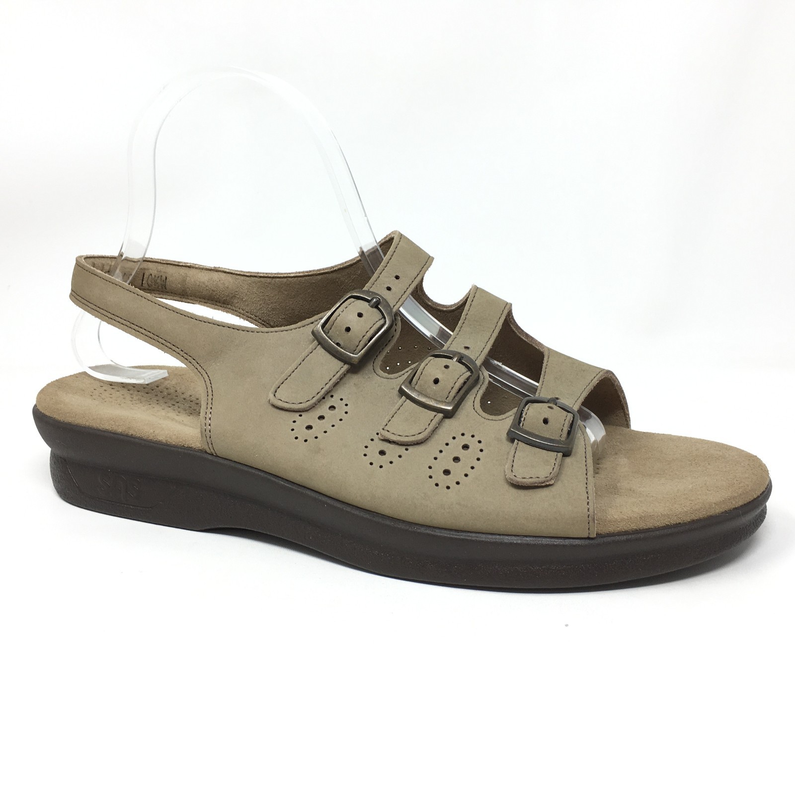 SAS Trio II Sandals Shoes Womens Size 10.5 W Wide Brown Leather Strappy Wedge