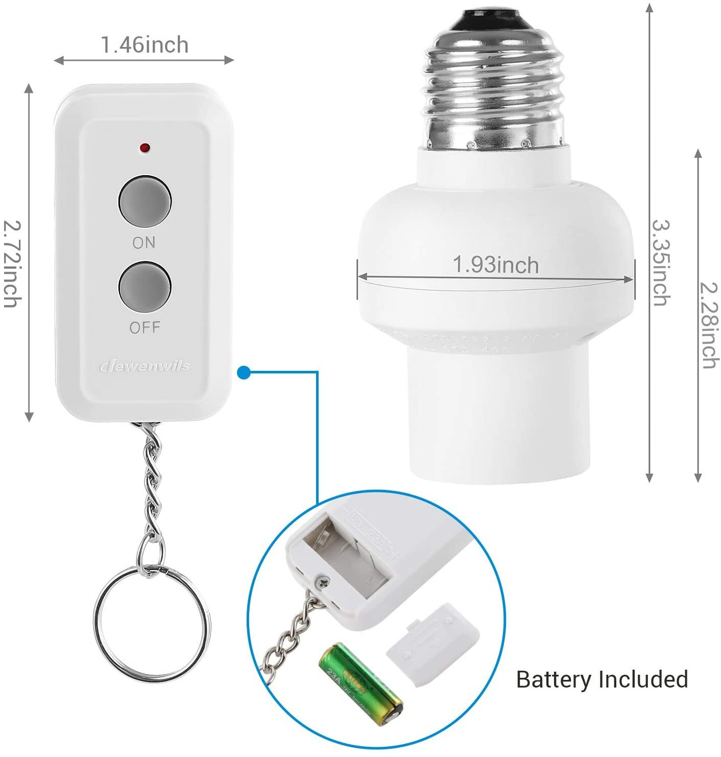 DEWENWILS Remote Control Light Lamp Socket Wireless Light Switch Kit E26/E27