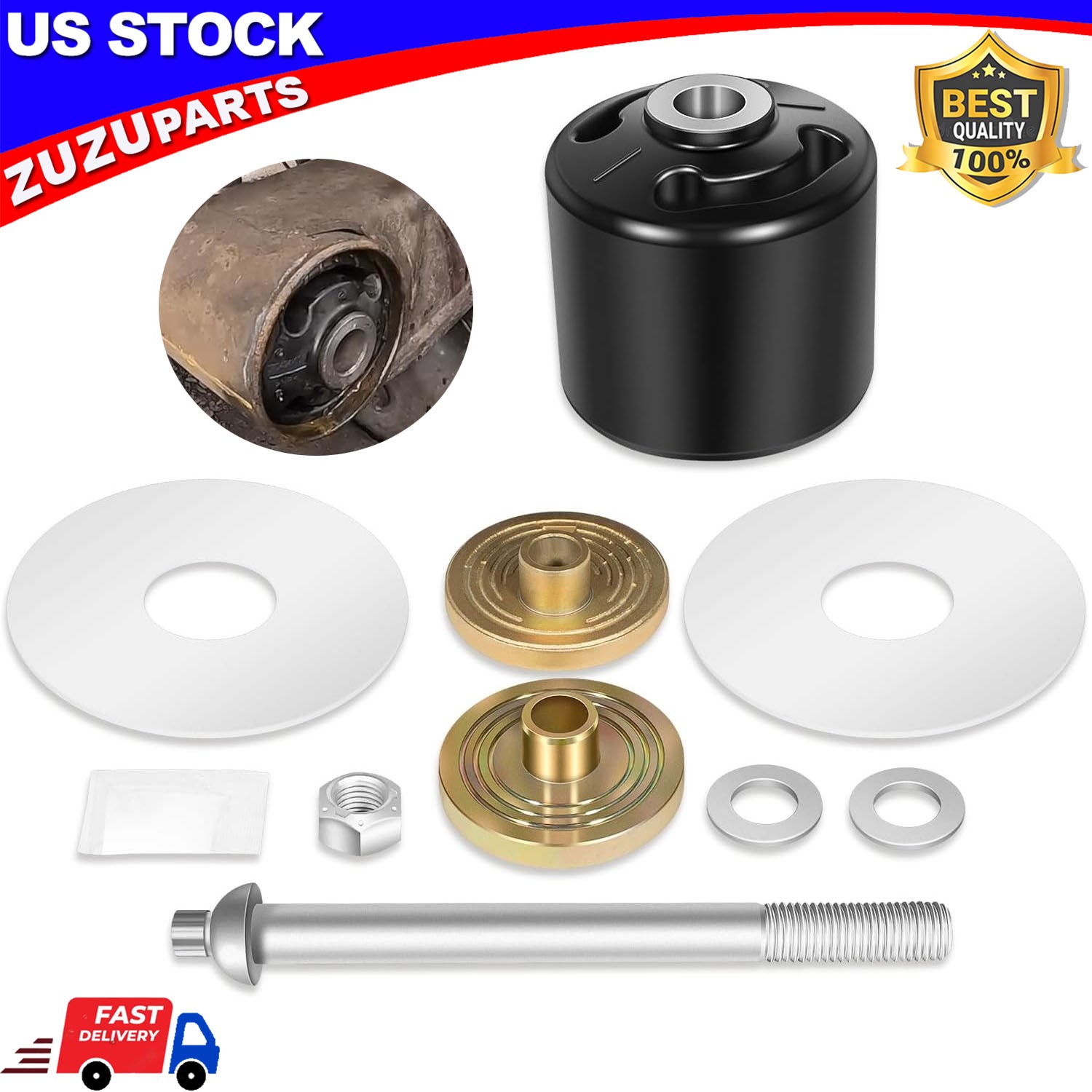 Quik-Align Pivot Bolt Bushing Kit w/Alignment Collar for Hendrickson Turner Lift