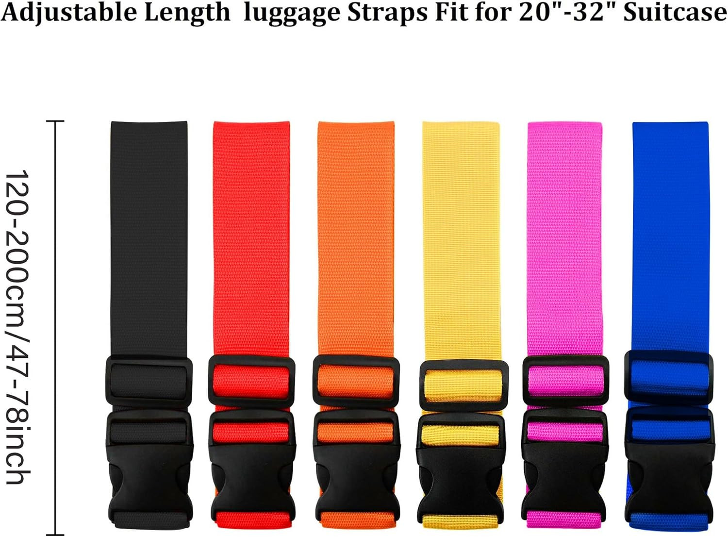 2 Pack Suitcase Straps, Bright Color Adjustable , TSA Approved (Red)