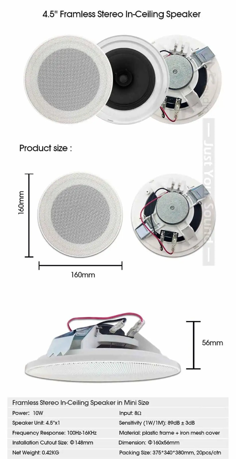 Bluetooth Wall Amplifier Music Panel Home Theater Sound System +Ceiling Speakers