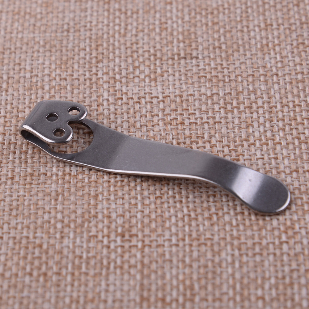 Stone Wash Titanium Deep Carry Pocket Clip For Spyderco Knife PM2, Delica ect.JJ