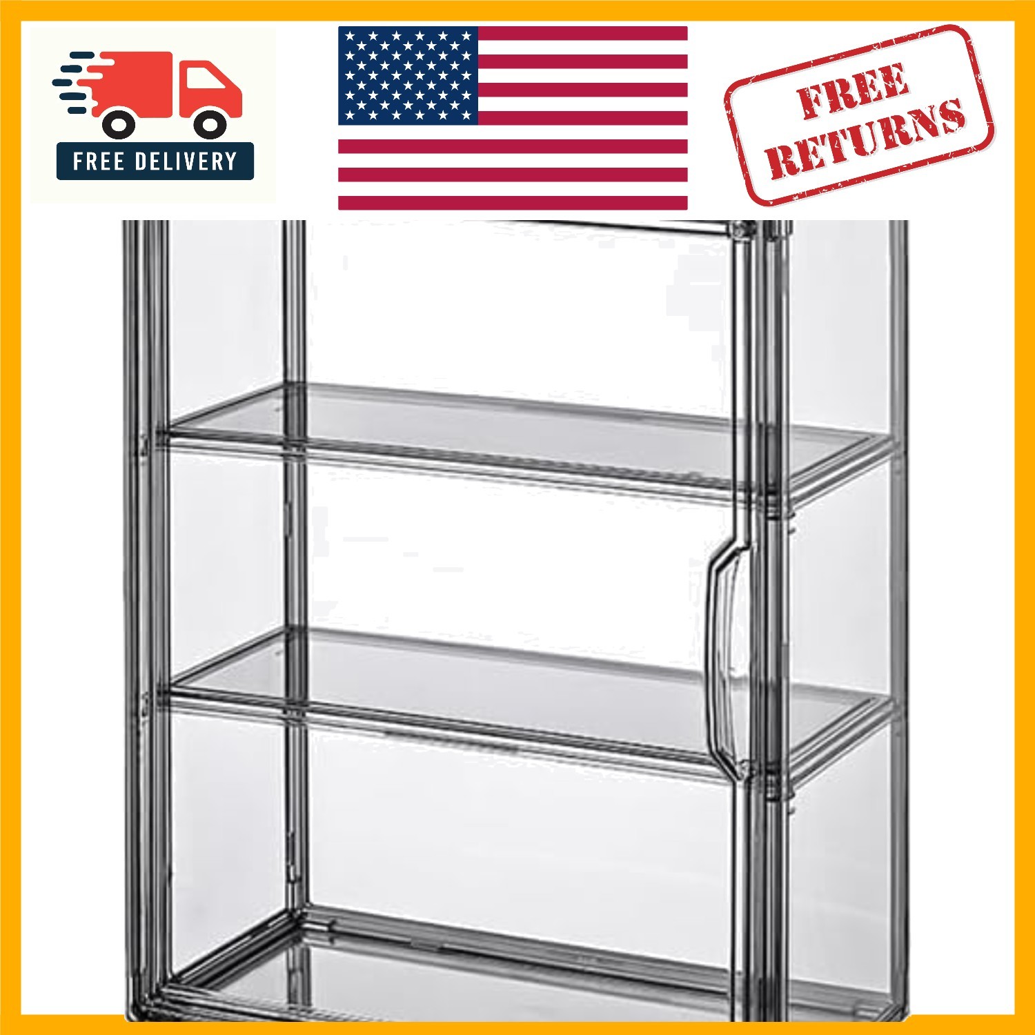 Elegant 3-Tier Acrylic Display Case with Magnetic Door for Wall-Mounted Showcase