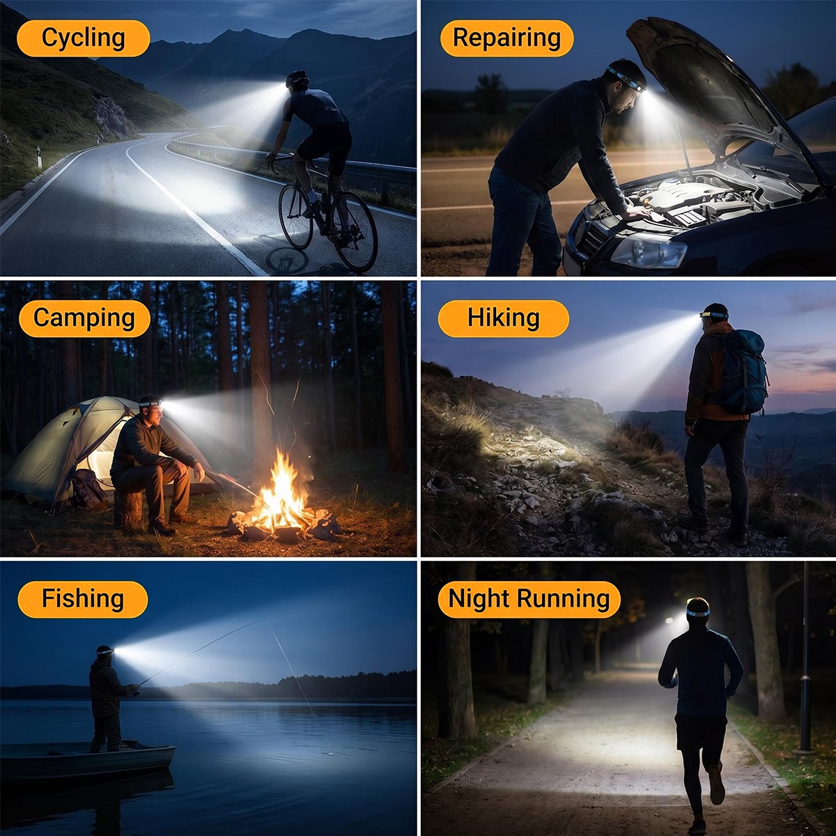 USB Rechargable Sensor Motion Work Light Bar LED Headlamp COB Light For Camping