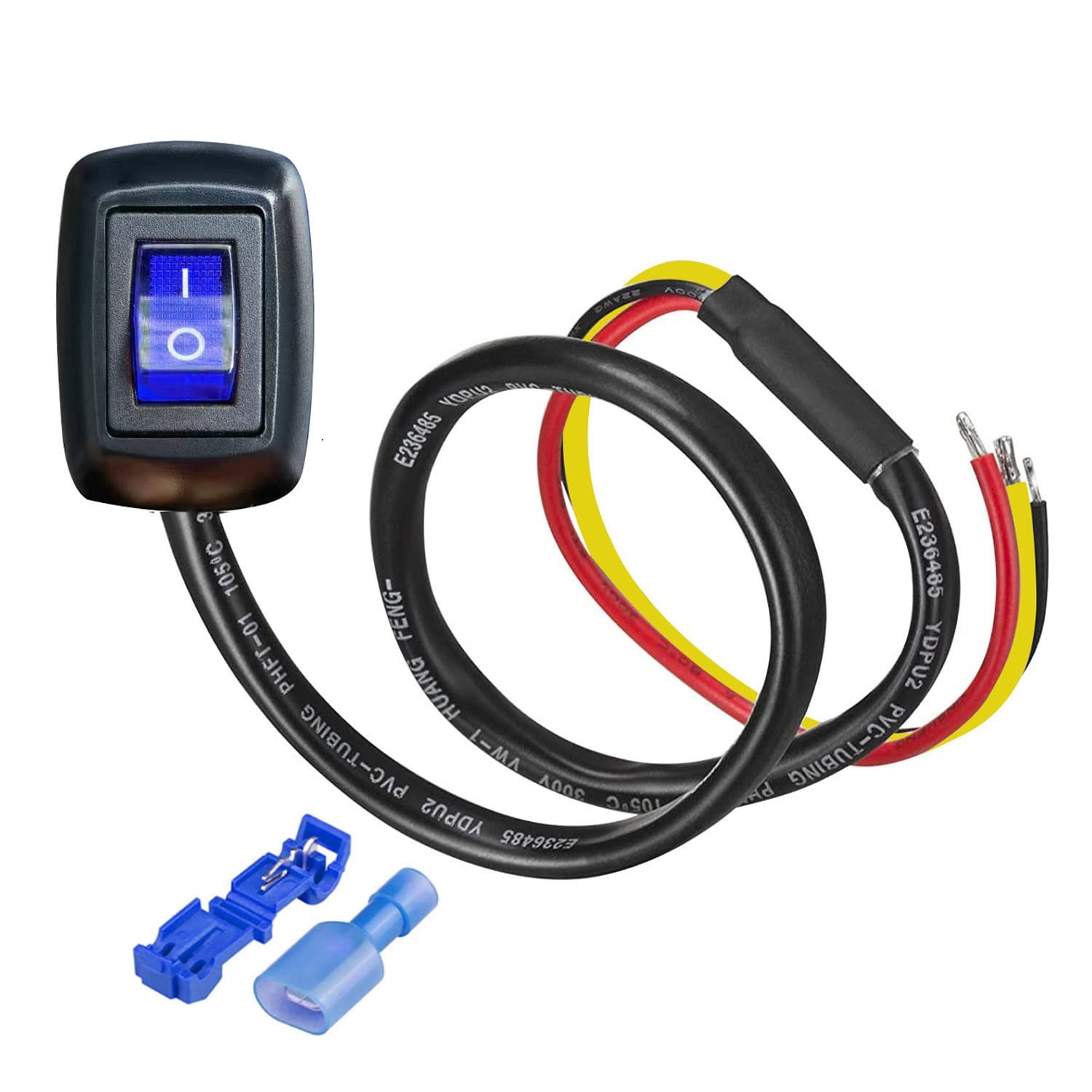 Adhesive Push Button Switch 12V/10A Blue LED ON/Off Rocker for Car Boat