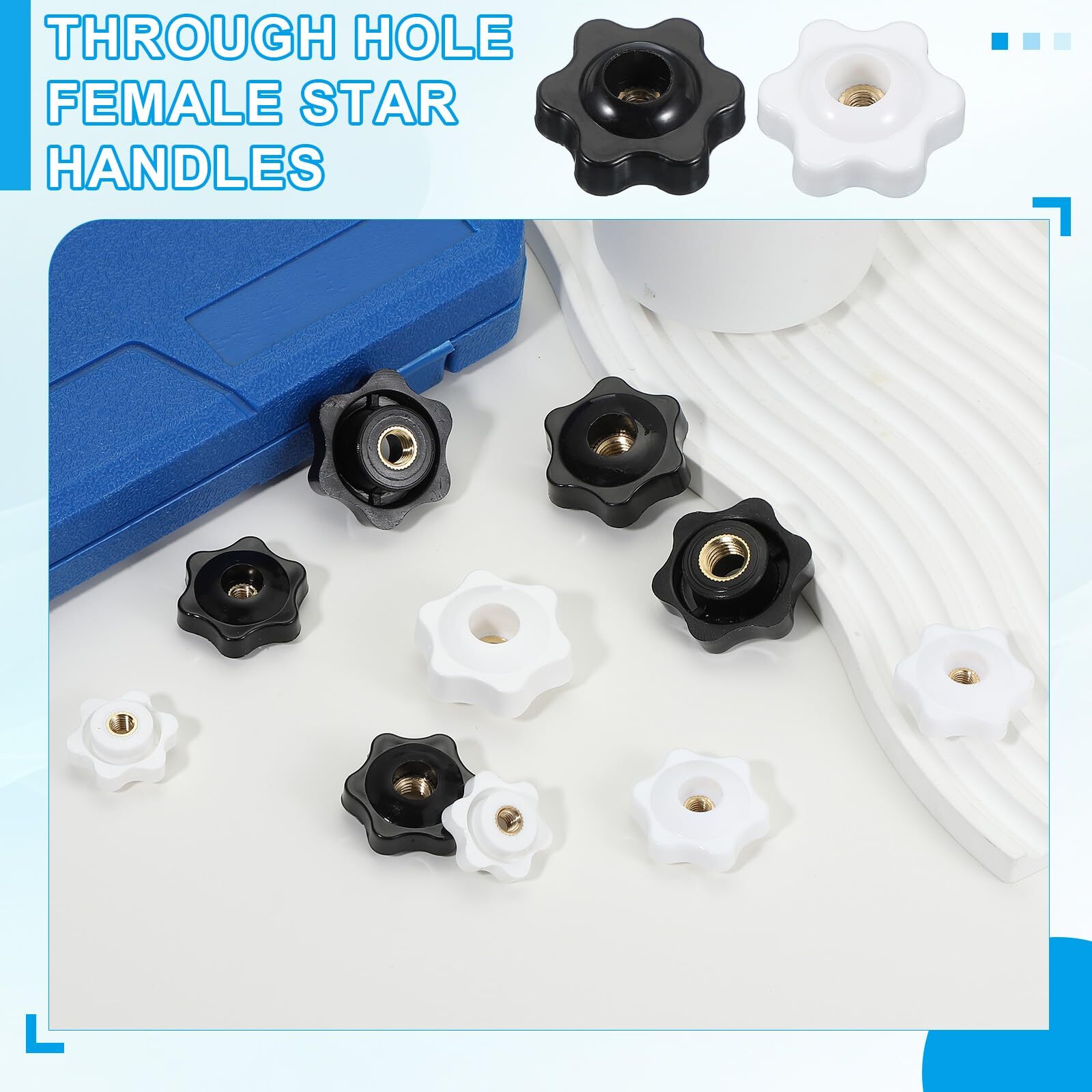 M5 x 32mm Through Hole Knob Nut Screw 4 Pcs Brass Screw-On Female Thread Knob...