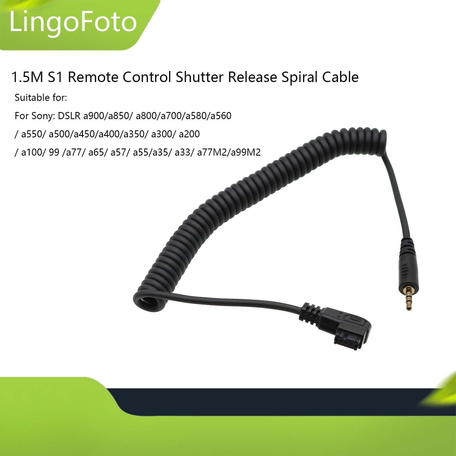 1.5M S1 Remote Control Shutter Release Spiral Cable for Sony a900/a800/a700/a500
