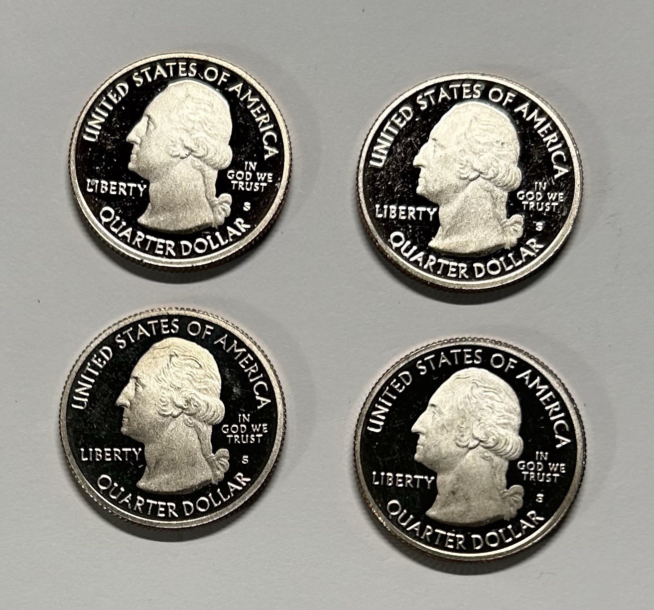 Circulated S Proof Clad Quarters-Chickasaw-Glacier-Fort Mchenry-Shawnee (B285)