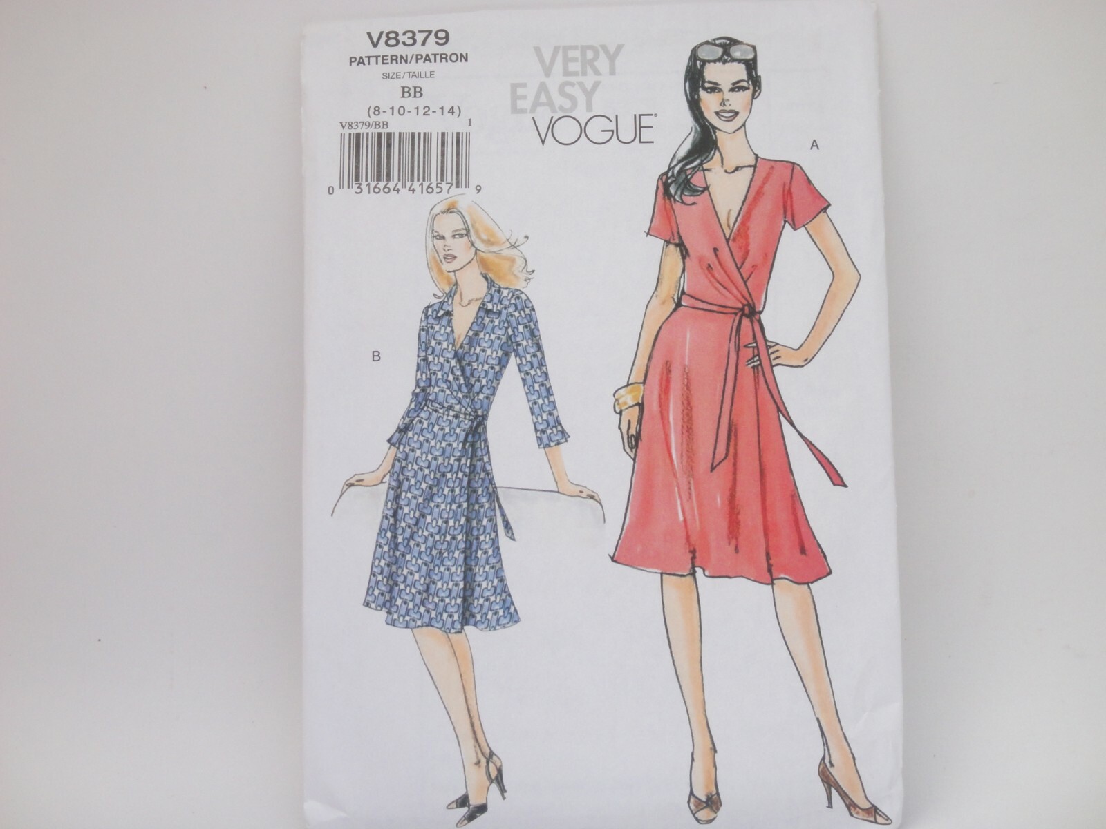Vogue 8379 DVF Style Very Easy Wrap Dress Sleeve Var Pattern Misses' 8-14, 16-22