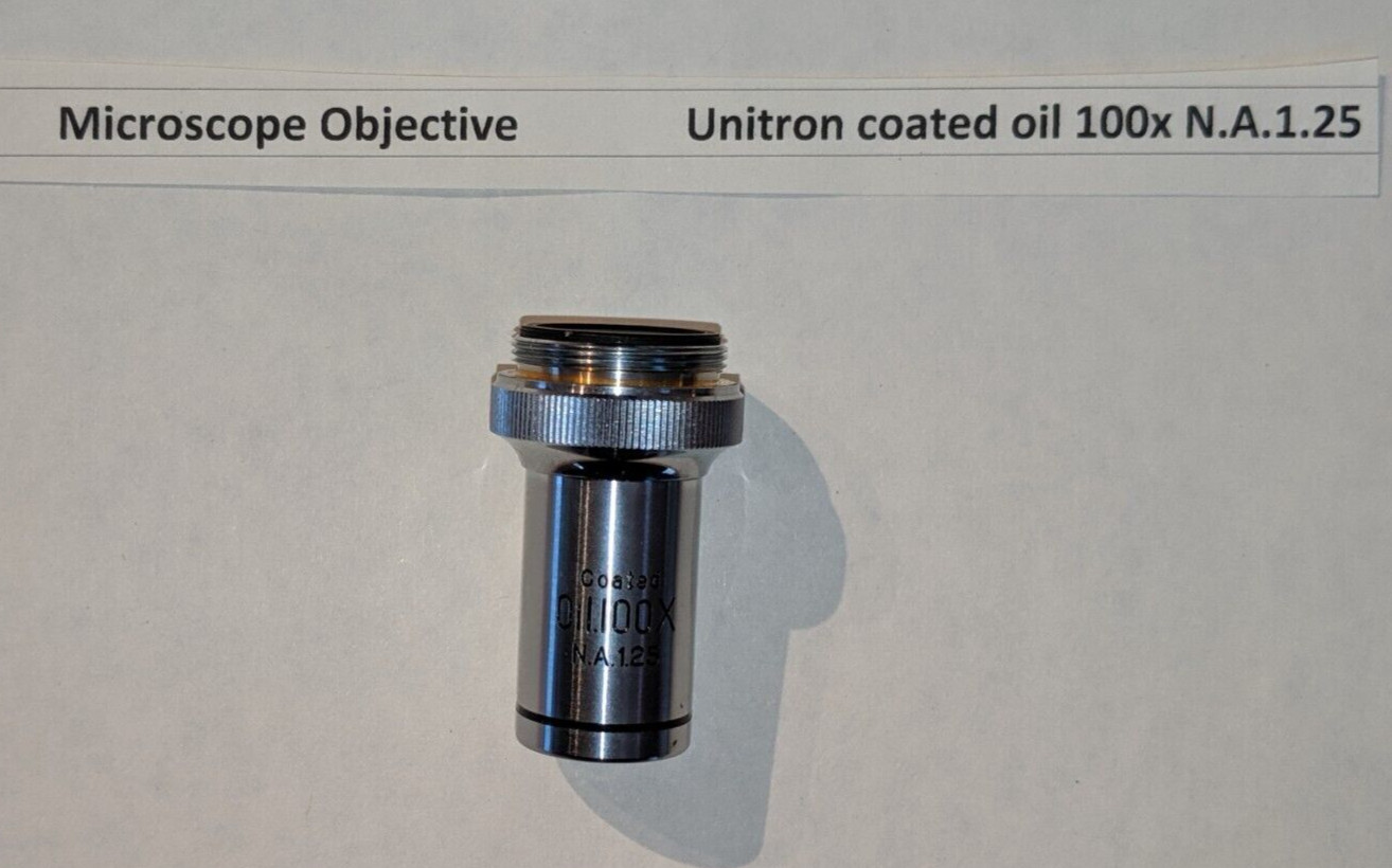 Vintage Microscope Objective Unitron coated oil 100x N.A.1.25 #B