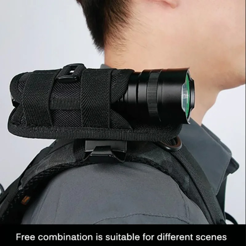 Tactical Flashlight Pouch 360 Degree Rotating Belt Holster Nylon Torch Case