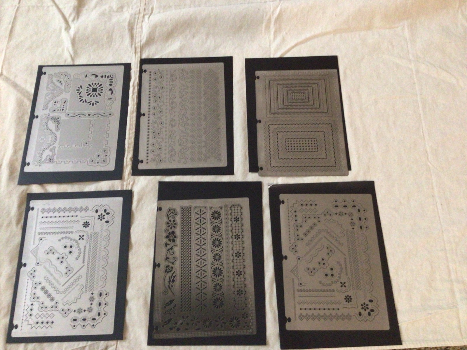 Lot of Six Very Lightly Used Large Parchment Paper Piercing or Embossing Grids