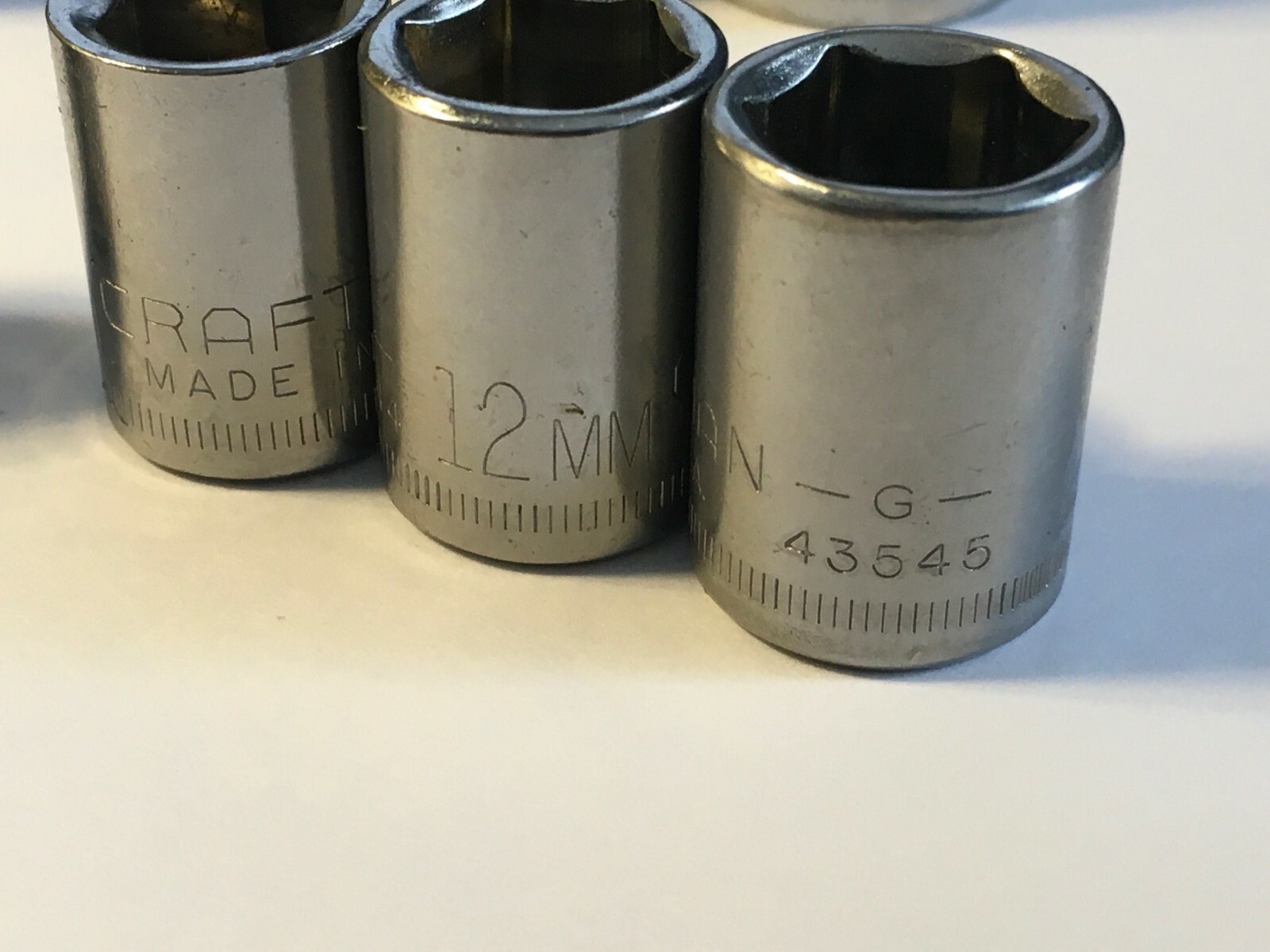 Craftsman 3/8 drive 6pt Shallow “G” Series METRIC Socket 9-19mm Choose -USA made