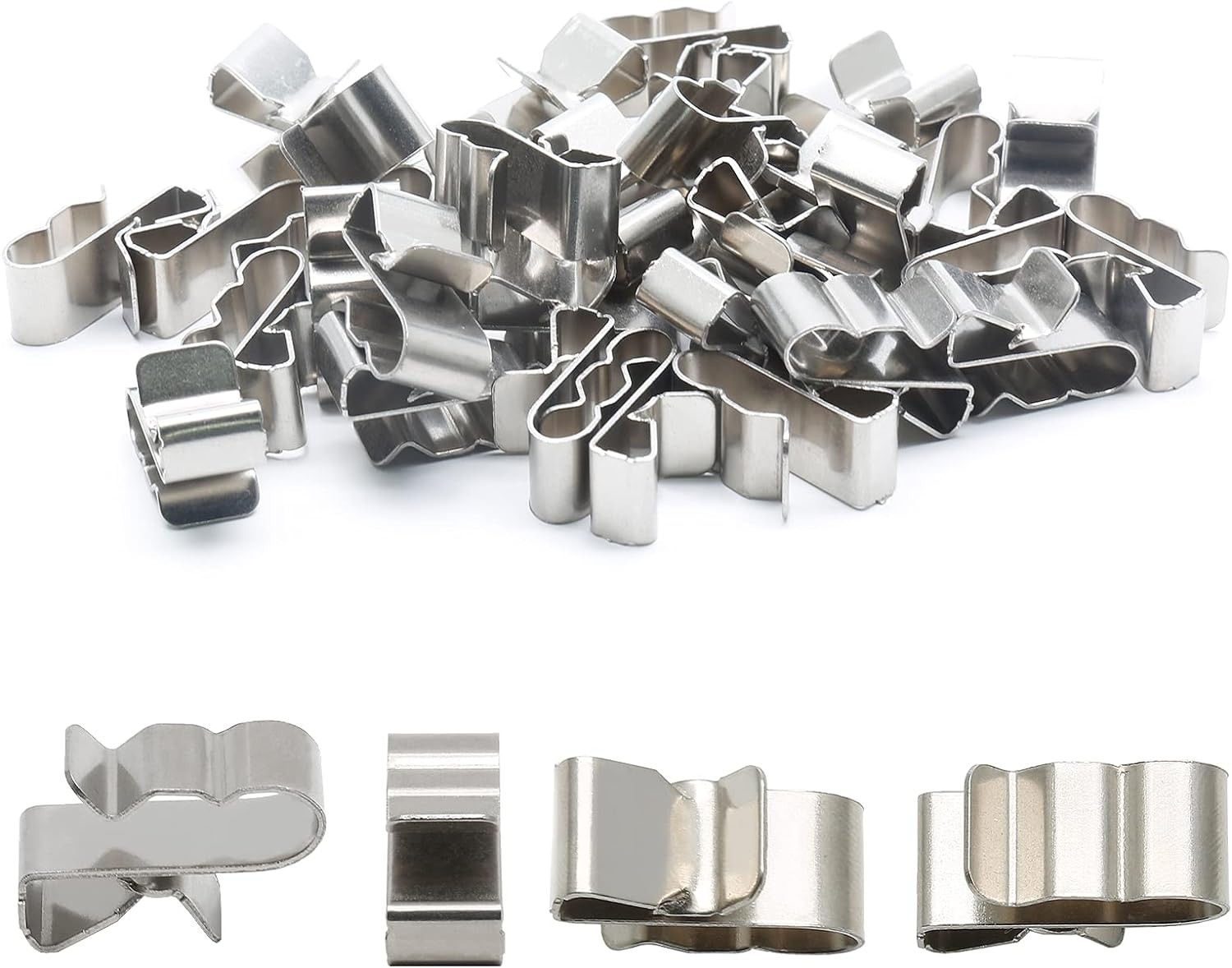 Trailer Frame Wire Clips Stainless Steel Cable Clamps Double-Wire Clips 50Pcs