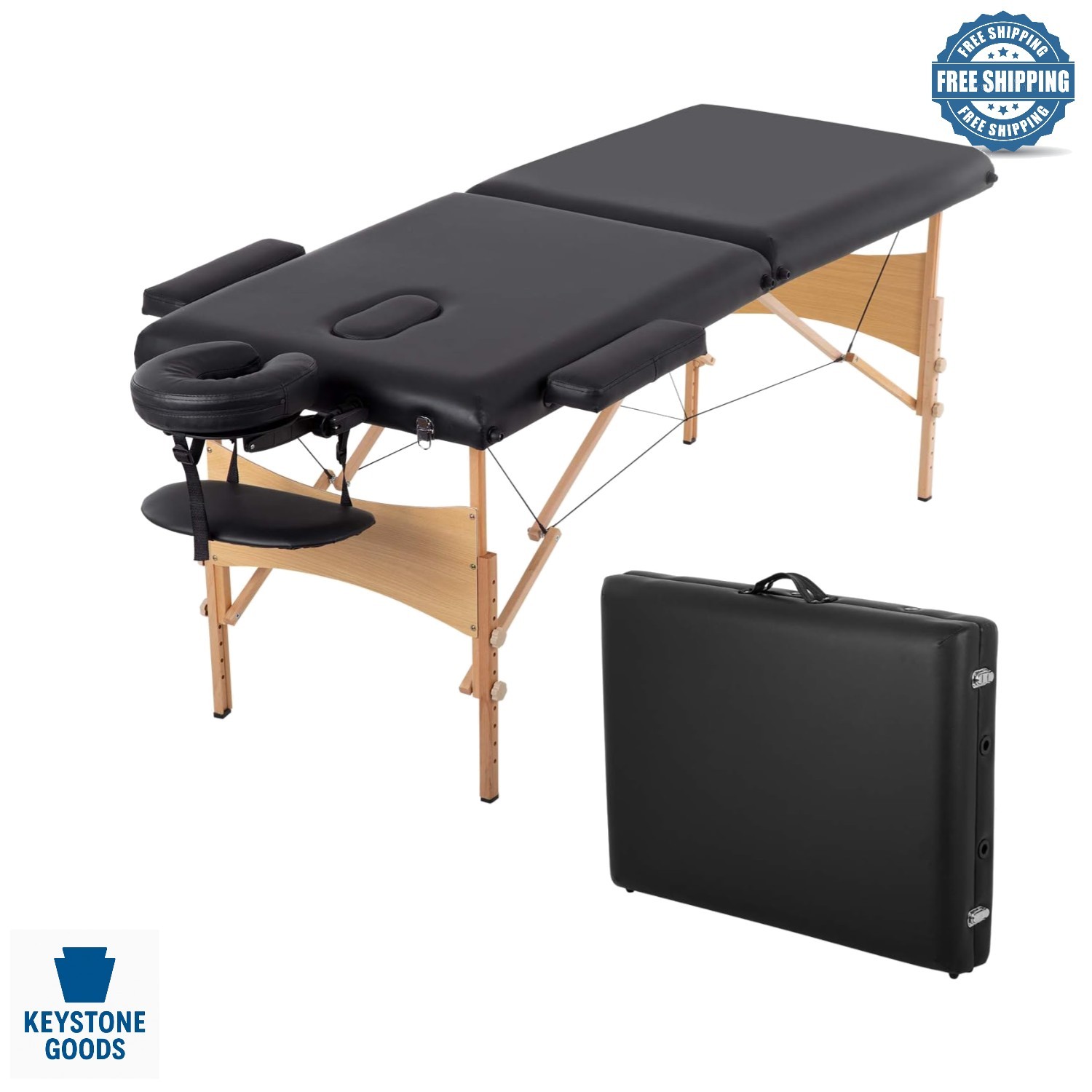 Portable 28-Inch Wide Adjustable Height Massage Table with Accessories