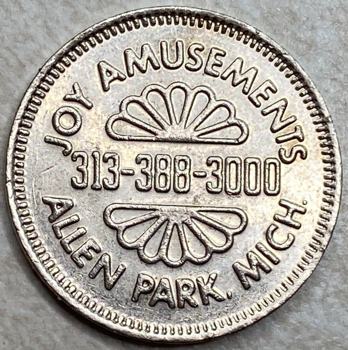 Joy Amusements Allen Park MI Michigan 1980 coin Arcade Game Trade Token T5103