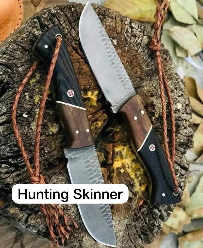 Real Wood Handle Bowie Knife Set 8"New Full Tang Fixed Blade and Leather Sheath