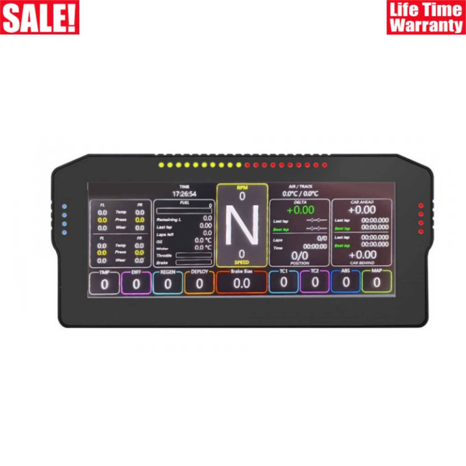 1280x720 RGB Dashboard Full Color Dash Screen for PC Speed Display Sim Games