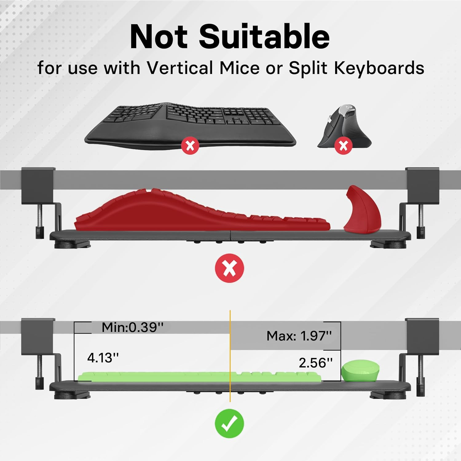 BONTEC KMT01-PJ under Desk Keyboard Tray, Pull-Out Keyboard & Mouse Platform wit