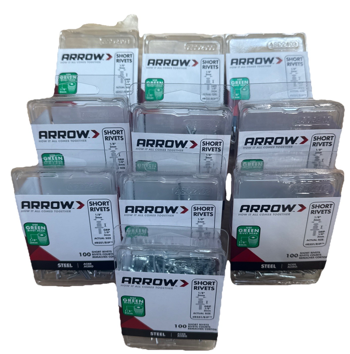 Strong Steel Rivets 1/8 In x 1/8 In (100-Count X 10 - 1000 Total) Arrow RSS1/8IP