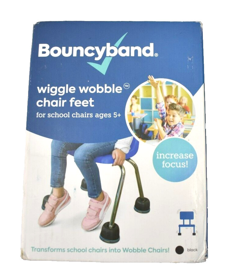 Bouncy Band Wiggle Wobble Chair Feet For Ages 5+ Black Pads Feet Standard