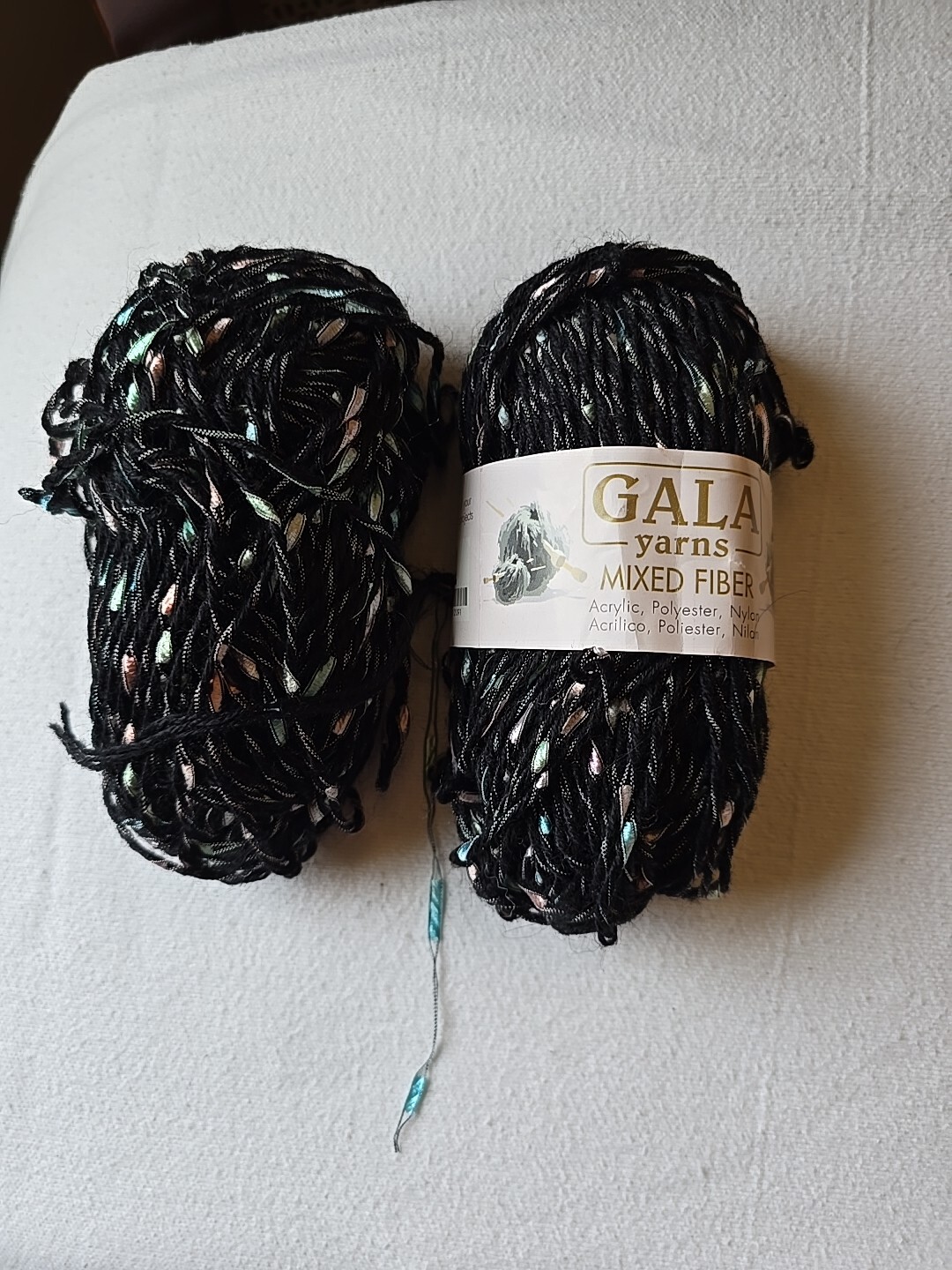 Gala Mixed Fiber Ribbon Lace Yarn Black Pink Green Blue 110gr/3.8oz