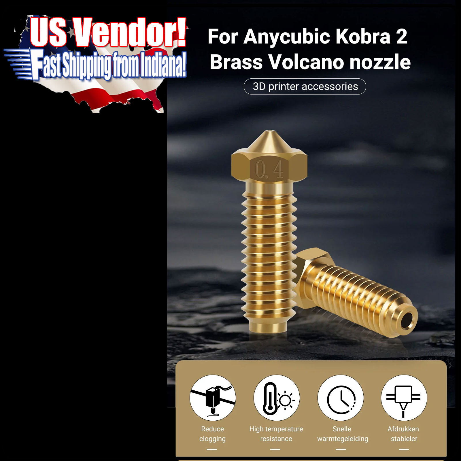 Anycubic Kobra 2 Nozzles For Kobra Neo, Kobra Plus, Kobra Neo Brass Nozzles