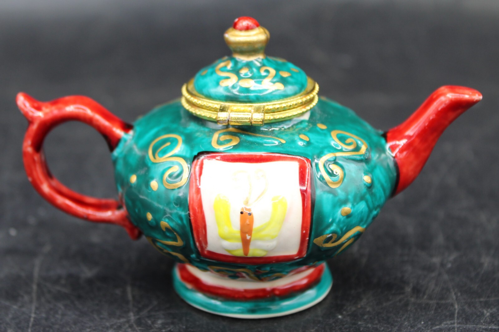 Teapot Hinged Trinket Box Holiday tea pot porcelain box