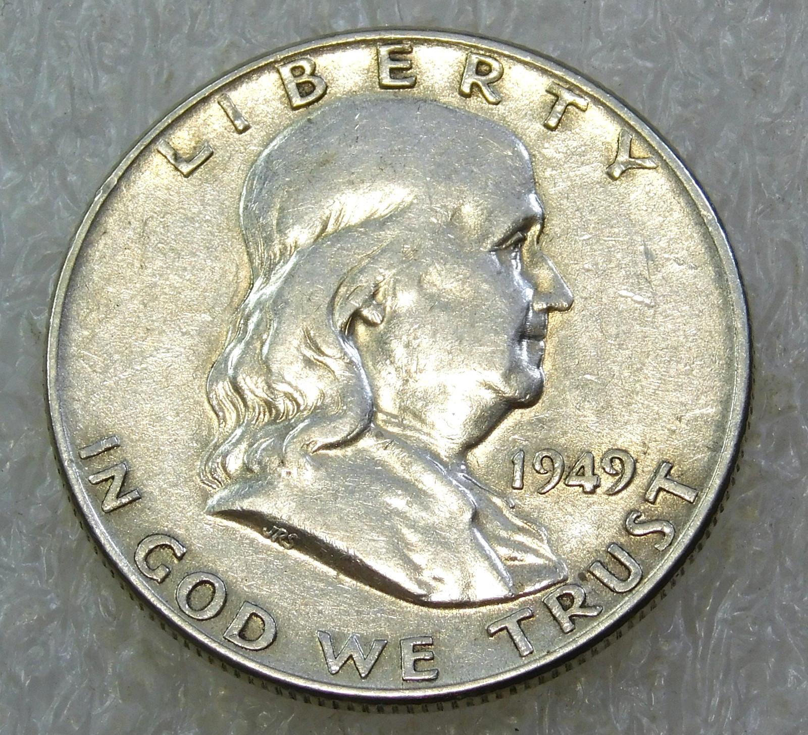 1949 P Franklin Silver Half Dollar in saflip #E347