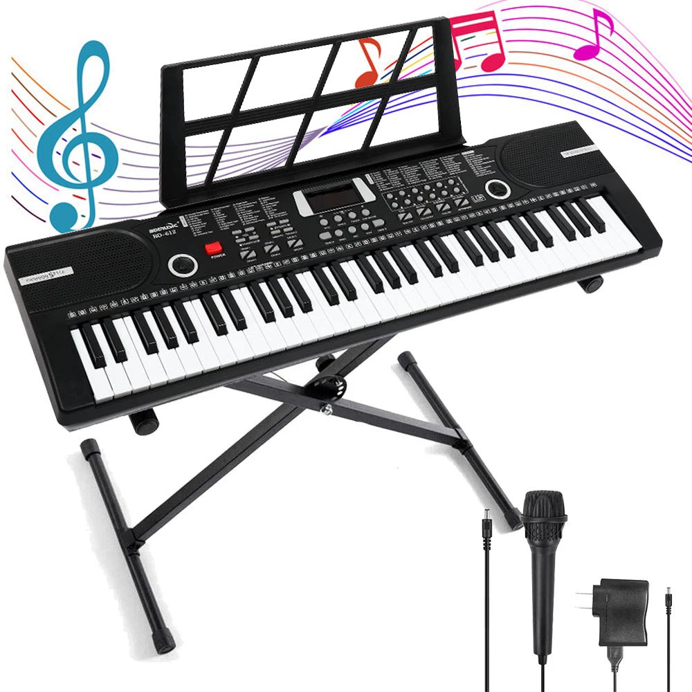 37 61 Key Digital Keyboard Piano Electronic Musical Instrument Microphone Stand