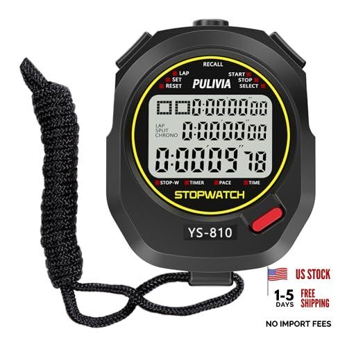 Stopwatch Timer Multi Splits/Laps Digital Stop-Watch for 10 splits/laps Black