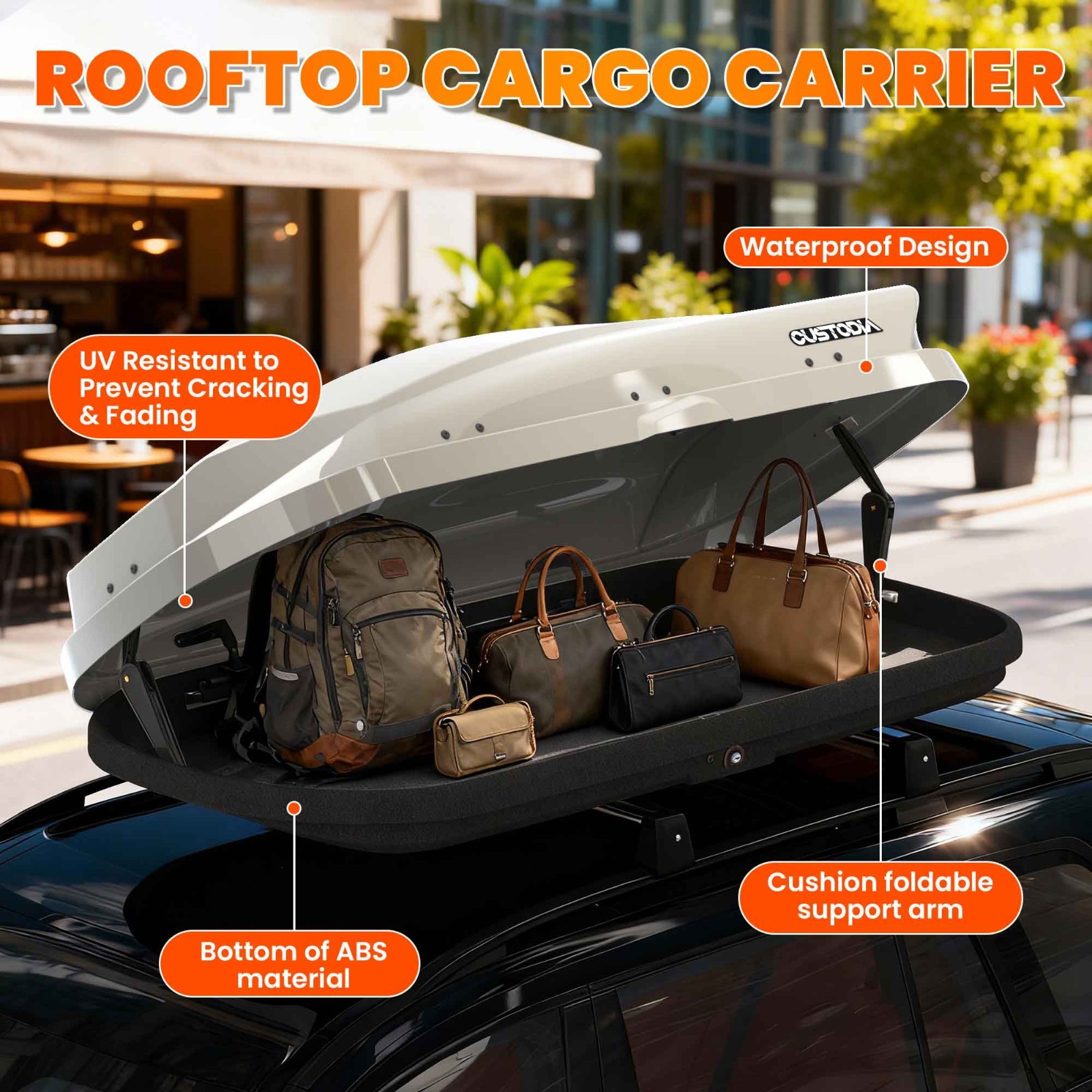 14 Cubic Feet Car Rooftop Cargo Box Carrier Roof Mount Travel Luggage Storage