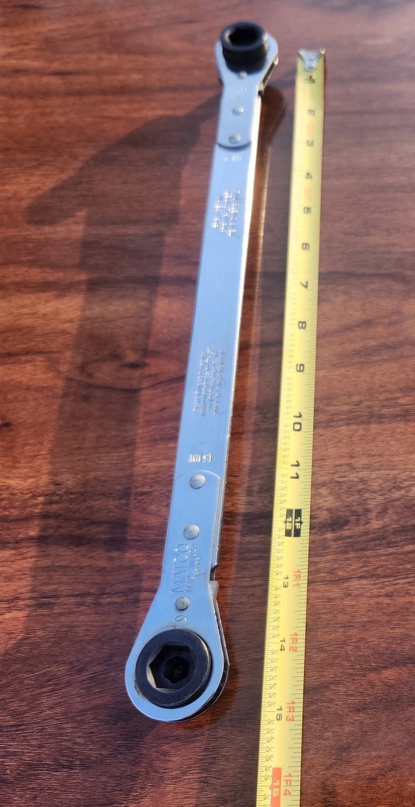Matco USA Serpentine Belt Ratchet Wrench SB8586 Metric 16, 15mm X 1/2 & 3/8"