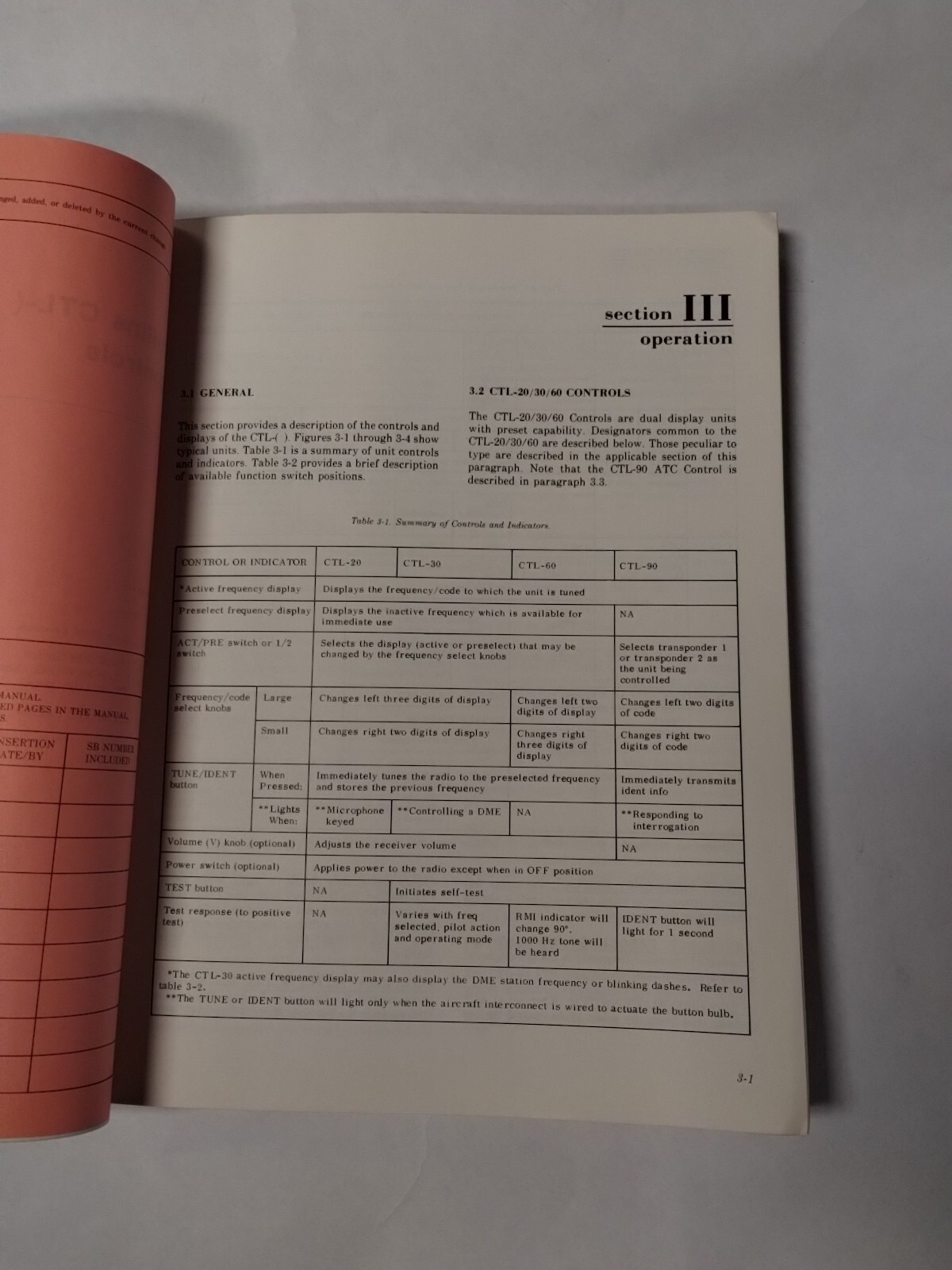Collins CTL- ( ) Controls Instruction Book 523-0769247-00111A-Original