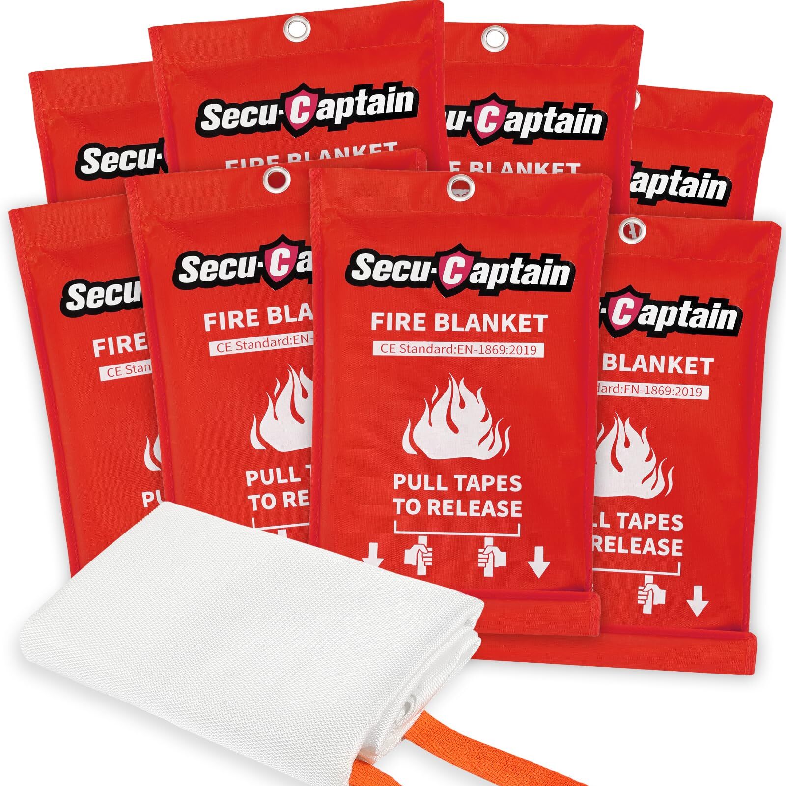 SecuCaptain Emergency Fire Blanket for Home and Kitchen - 8 Pack 40"x40" Flame