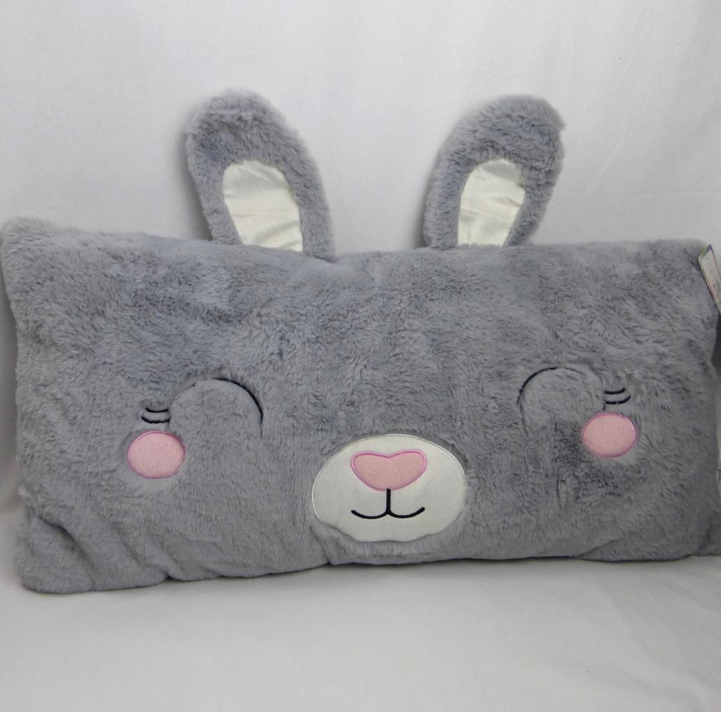 Bunny Rabbit Pillow Zoo Piloo Gray Grey 30"x15" Naptime Grandma Sleep Over Plush